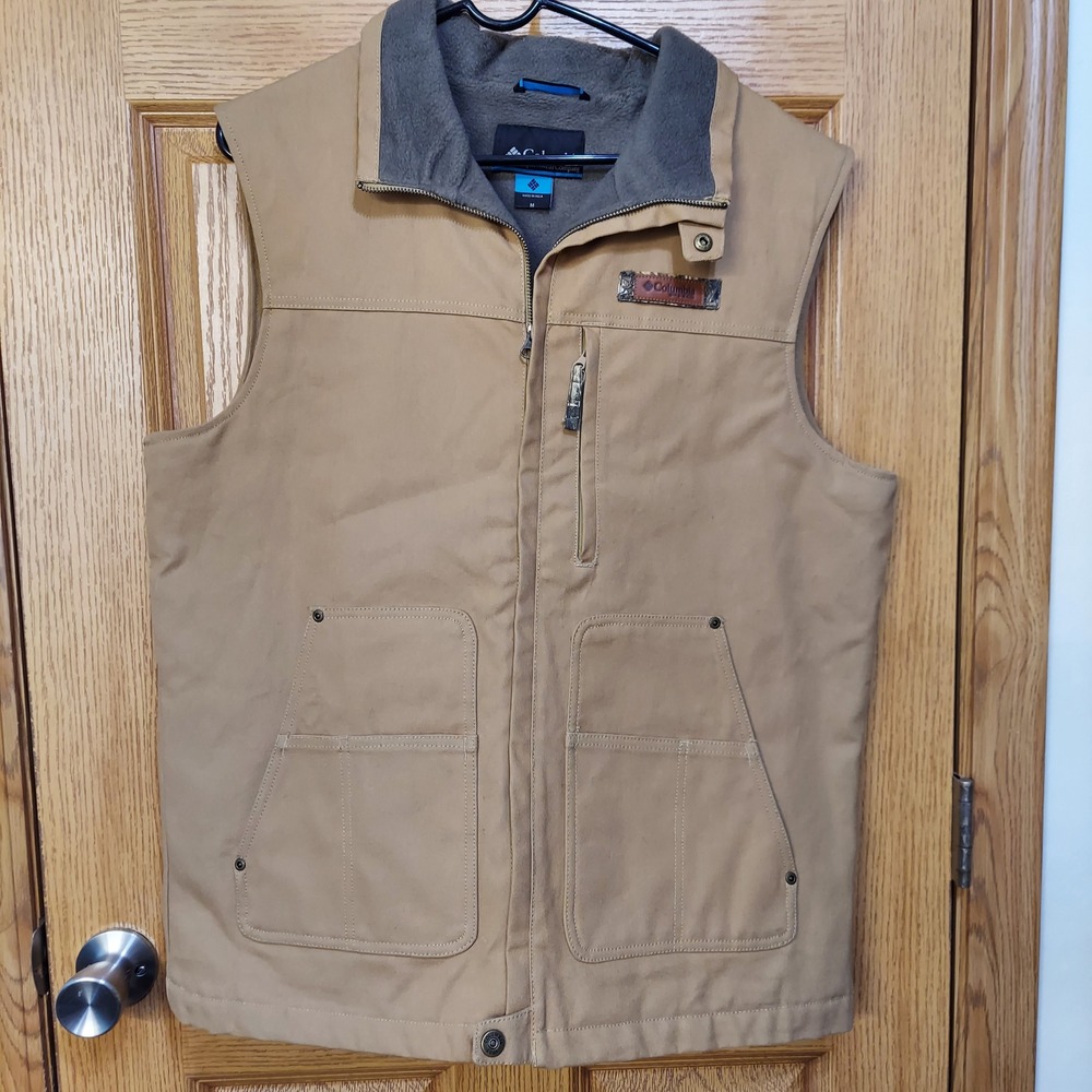 Columbia PHG Mens Canvas Fleece Lined Work Vest Tan HM0102 Medium